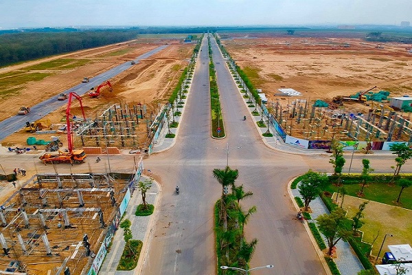 Một Dự án bất động sản tại huyện Long Thành, tỉnh Đồng Nai đang trong giai đoạn thi công