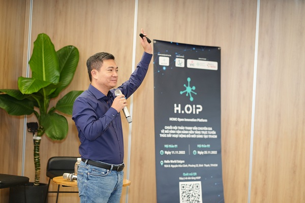 Ông Hoàng Minh Ngọc Hải, Giám đốc Trung tâm Ươm tạo doanh nghiệp Nhỏ và vừa Đổi mới Sáng tạo Victory (VIC), Thư ký Dự án H-OIP tại Hội thảo