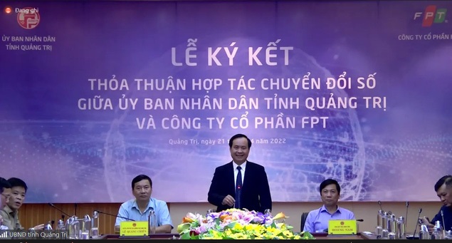  UBND tỉnh Quảng Trị và Tập đoàn FPT vừa ký kết thỏa thuận hợp tác triển khai chuyển đổi số đến năm 2025. Thỏa thuận hợp tác này thể hiện quyết tâm của tỉnh Quảng Trị trong việc đưa chuyển đổi số vào thực tiễn đời sống.