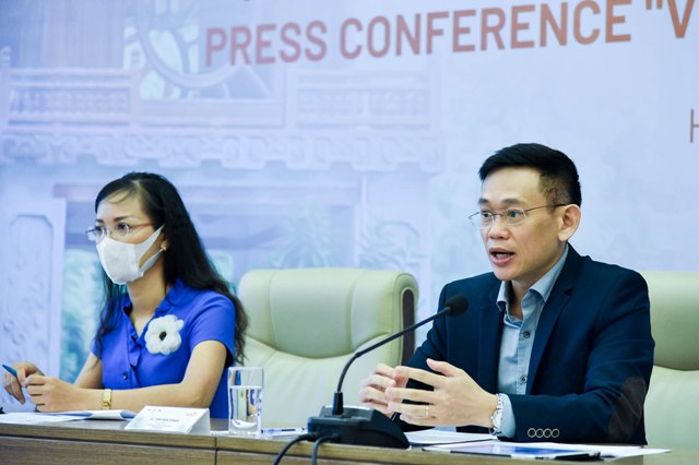 ông Trần Quốc Khánh -  Phó vụ trưởng Vụ Ngoại giao văn hóa và UNESCO thuộc Bộ Ngoại giao chủ trì buổi họp báo về sự kiện 