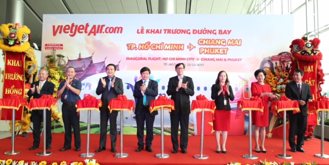 Nghi thức cắt băng khai trương 2 đường bay mới: TP.HCM – Phuket & TP.HCM – Chiang Mai