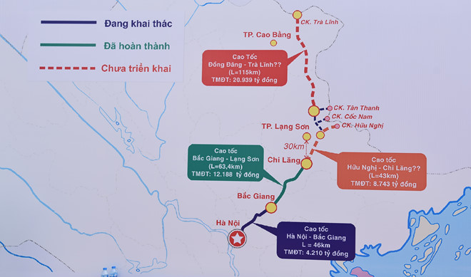 Cung đường cao tốc từ Hà Nội - Lạng Sơn - Cao Bằng.