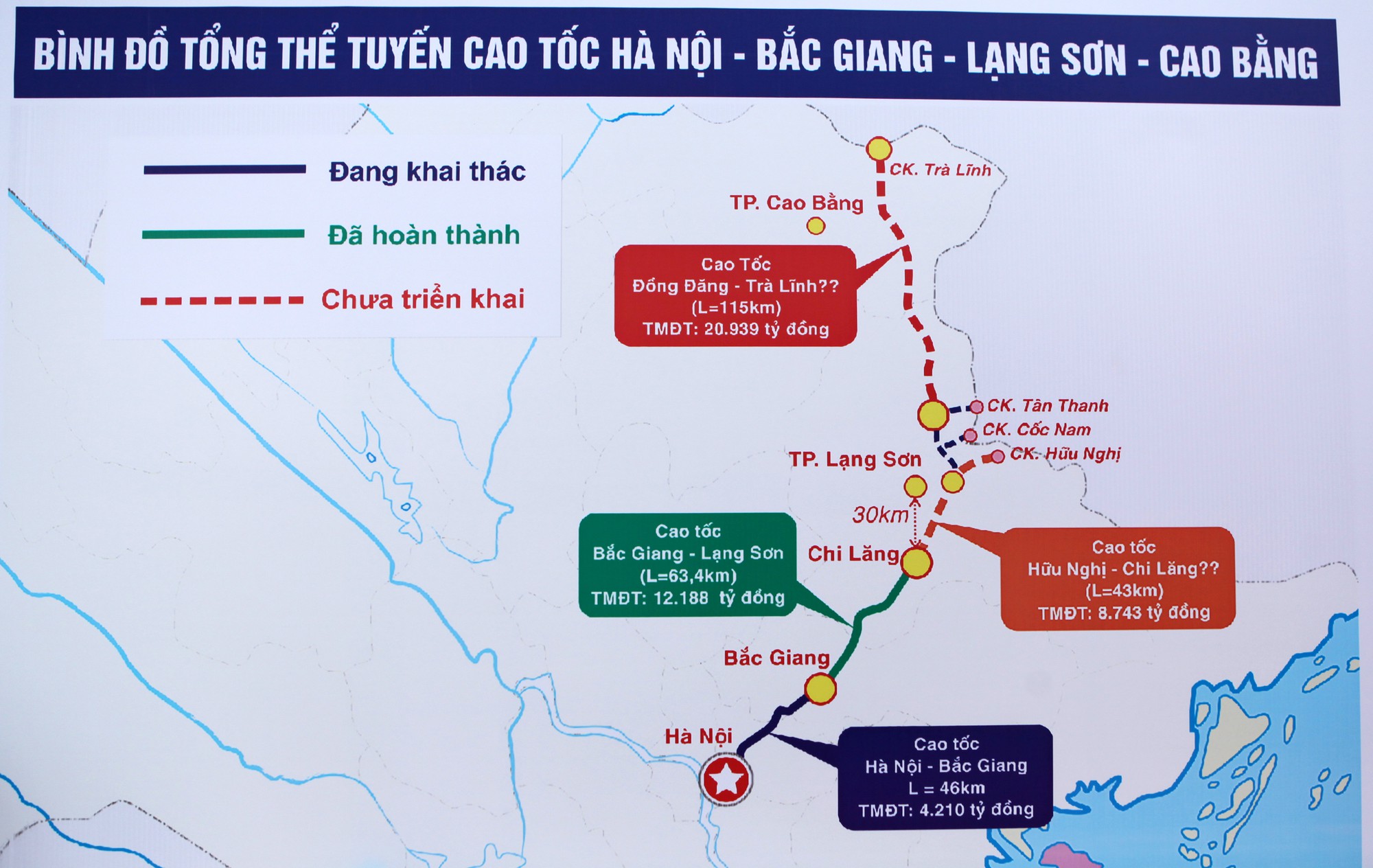 Đường cao tốc Bắc Giang - Lạng Sơn trong mối liên kết với các đường cao tốc Đồng Đăng - Trà Lĩnh (Cao Bằng) trong tương lai.