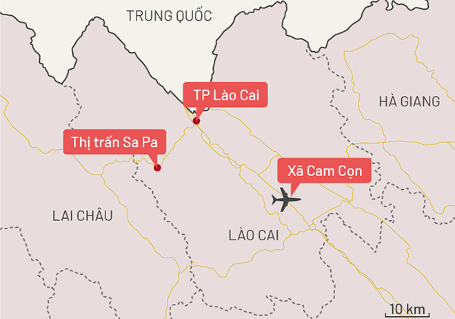 Sân bay Sapa sẽ được đặt tại xã Cam Cọn, huyện Bảo Yên. Đồ họa: Tiến Thành - Vnexpress.