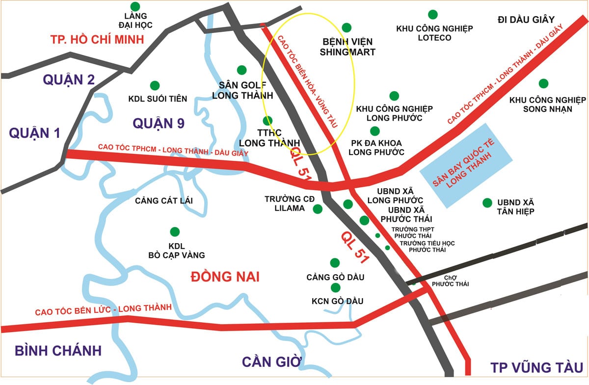 Bình đồ tuyến cao tốc Mỹ Thuận - Cần Thơ trong mối tương quan với tuyến cao tốc Tp.HCM - Cần Thơ.
