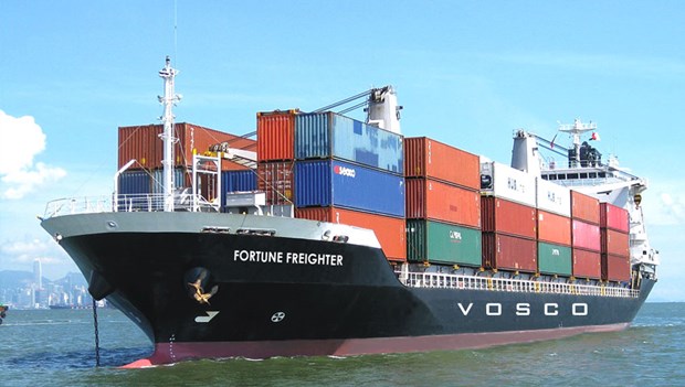 Một tàu chở container của VOSCO - đơn vị thành viên của VIMC.