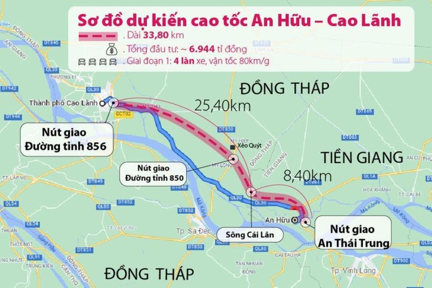 Bình đồ tuyến cao tốc Cao Lãnh - An Hữu.