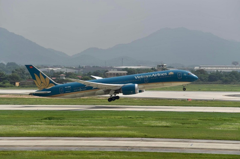 Một tàu bay Boeing787 chuyên tuyến Châu Âu của Vietnam Airlines.