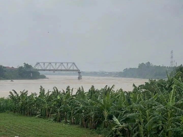Cầu Phong Châu bị sập 2 nhịp do nước lũ.