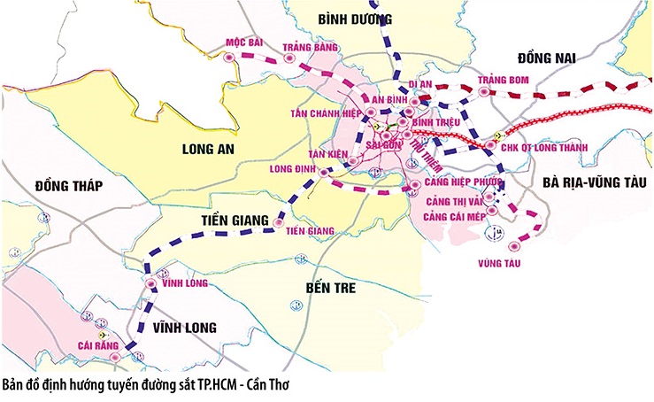 Bản đồ hướng tuyến đường sắt Lào Cai - Hà Nội - Hải Phòng đoạn qua tỉnh Lào Cai.