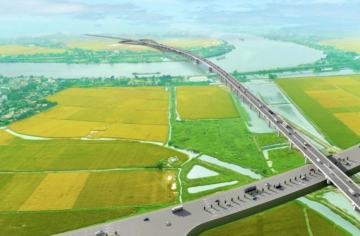 Phối cảnh cầu vượt sông Đáy trên cao tốc Ninh Bình - Nam Định - Ảnh: Bộ GTVT