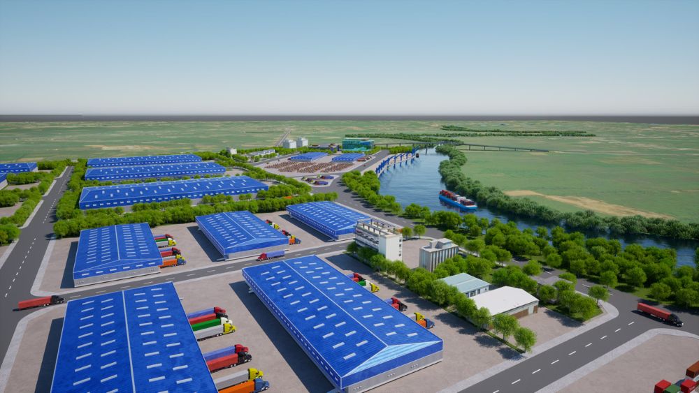 Phối cảnh Dự án Trung tâm logistics, cảng cạn ICD và cảng tổng hợp Tây Ninh. (Ảnh: Portcoast).