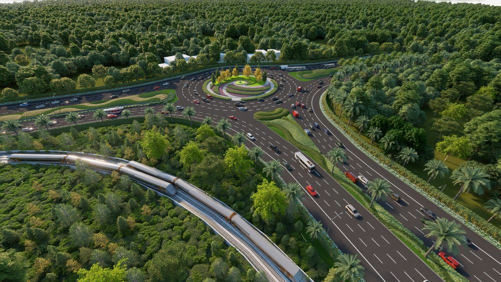 Phối cảnh tuyến tàu điện đô thị, đoạn sân bay Phú Quốc - Trung tâm Hội nghị APEC.