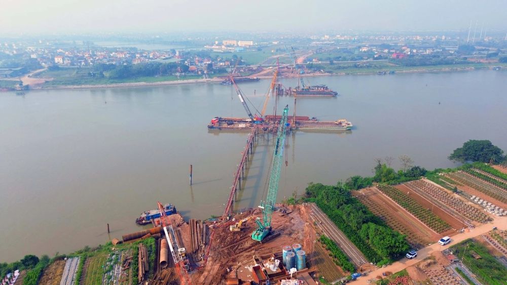 Thi c&ocirc;ng cầu Mễ Sở tr&ecirc;n đường v&agrave;nh đai 4 - V&ugrave;ng Thủ đ&ocirc;.