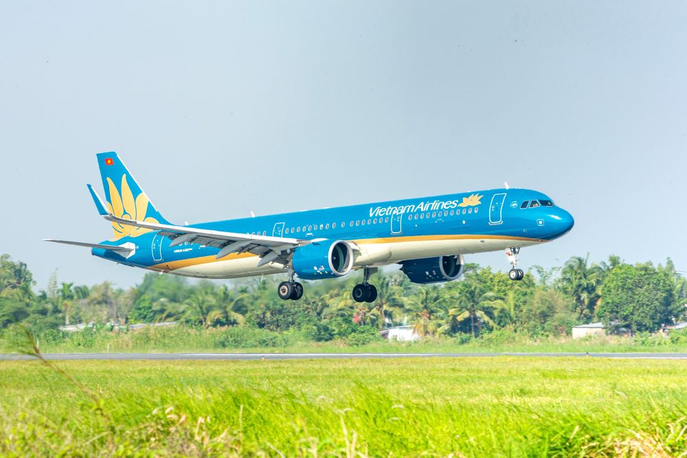 Một t&agrave;u bay Airbus 321 của Vietnam Airlines.