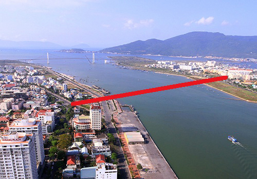 Vị trí dự kiến sẽ xây dựng hầm vượt sông Hàn