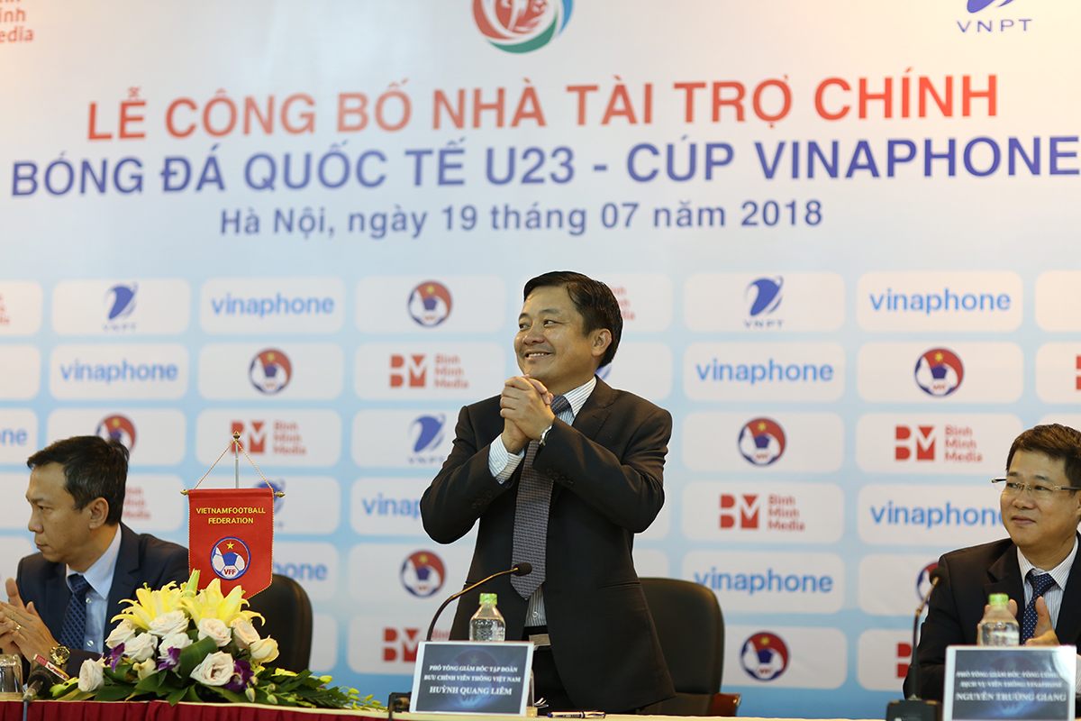 Ông Huỳnh Quang Liêm - PTGĐ VNP tại lễ công bố nhà tài trợ Cup VinaPhone 2018 