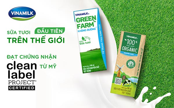 : Sữa tươi Vinamilk Green Farm & Vinamilk Organic đạt chứng nhận của tổ chức Clean Label Project từ Mỹ.