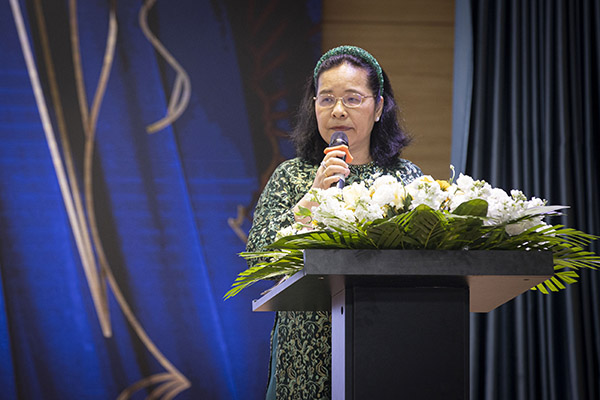 b&agrave; Nguyễn Thị Kiều Oanh, Chủ tịch Hội đồng Quản trị Tập đo&agrave;n KNI ph&aacute;t biểu tại lễ c&ocirc;ng bố