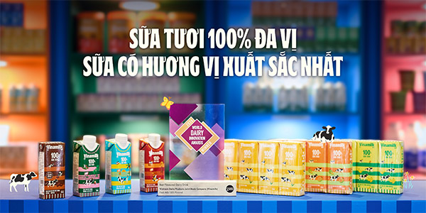 Sữa tươi Vinamilk 100% đa vị được vinh danh tại World Dairy Innovation Awards 2026 với hạng mục Sản phẩm sữa có hương vị xuất sắc nhất (Ảnh: VN).