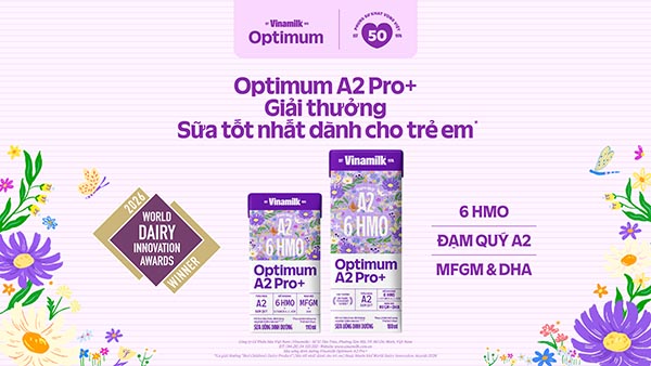 Lấy cảm hứng từ các dưỡng chất được tìm thấy trong sữa mẹ, Vinamilk Optimum A2 Pro+ chiến thắng hạng mục Sữa tốt nhất dành cho trẻ em (Ảnh: VN).