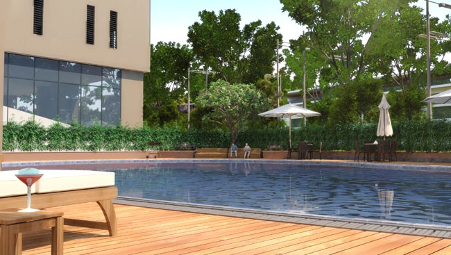 Gemek Premium dành một khoảng diện tích lớn để xây dựng bể bơi ngoài trời