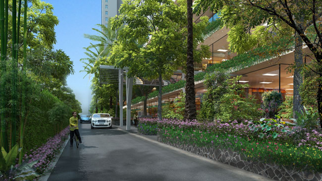 Ecolife Capitol được thiết kế như một tòa tháp xanh 3 tầng xanh cơ bản bao quanh Dự án