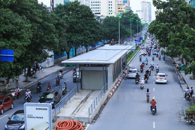 Nhà chờ của tuyến buýt nhanh BRT Yên Nghĩa-Kim Mã. (Ảnh: Minh Sơn/Vietnam+)