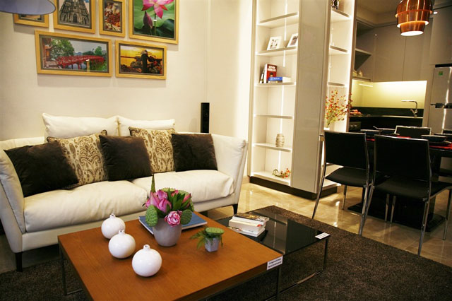 Phòng khách mẫu căn hộ Sun Grand City Thuy Khue Residence
