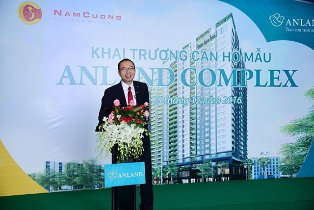 Ông Trần Như Trung – Phó TGĐ Tập đoàn Nam Cường phát biểu tại sự kiện khai trương  căn hộ mẫu Anland