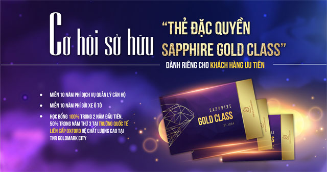  Thẻ đặc quyền Sapphire Gold Class dành riêng cho các khách hàng đặt cọc sớm nhất trong tháng 11