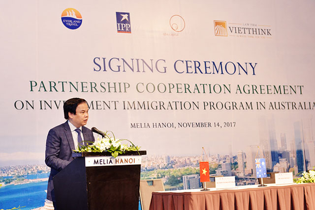 Ông Lê Đình Vinh, Giám đốc Công ty Luật TNHH Vietthink phát biểu tại buổi công bố IIPA