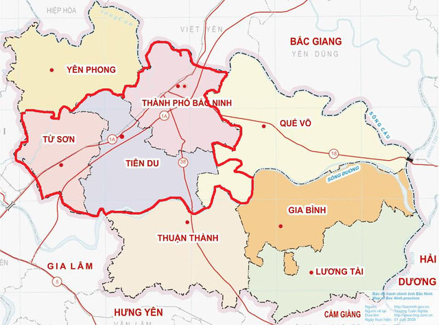 Các huyện tập trung nhiều Khu công nghiệp lớn đều nằm tiếp giáp TP.Bắc Ninh