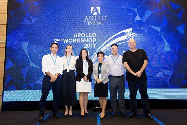 Bà Lê Thị Kim Chi tại Apollo 2nd workshop 2017 cùng Ông Khalid Muhmood và Bà Arabella Peters (trái), ông Dugie Cameron (phải)