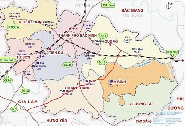 Bắc Ninh là tỉnh có mật độ khu công nghiệp rất cao