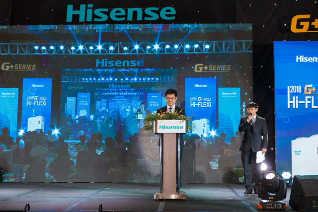 Ông Liu Tao, Tổng giám đốc kinh doanh khối quốc tế của nhà máy Hisense Hitachi phát biểu công bố viêc ra mắt thị trường Việt Nam