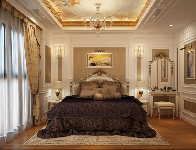 Phòng ngủ được thiết kế sang trọng, tinh tế thể hiện đẳng cấp của gia chủ