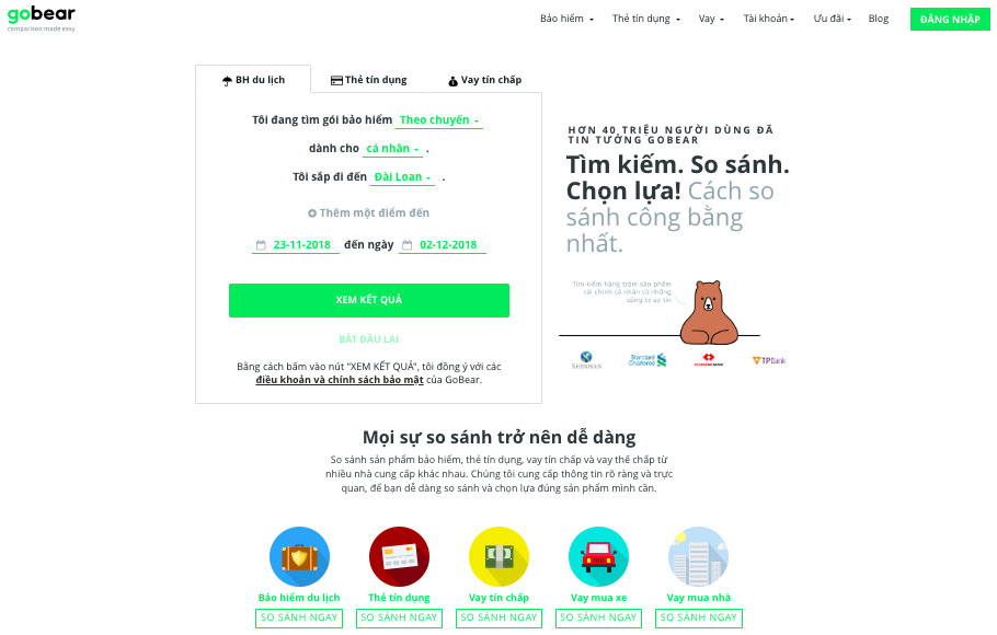 GoBear Việt Nam đã đạt 10 triệu lượt truy cập trên www.gobear.com/vn sau 2 năm hoạt động tại Việt Nam