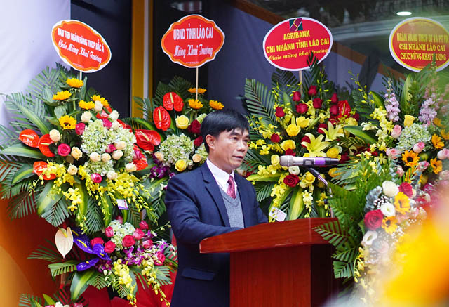 Ông Trương Thanh Xuân, Giám đốc ngân hàng Nhà nước tỉnh Lào Cai, phát biểu tại Lễ khai trương chi nhánh BAC A BANK Lào Cai