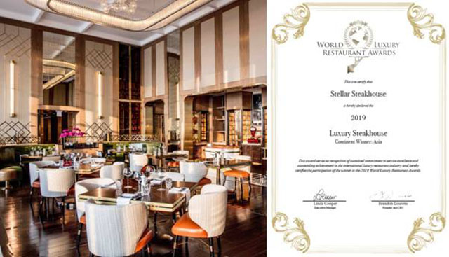 Stellar Steakhouse vinh dự nhận giải thưởng danh giá 2019 World Luxury Restaurant Awards