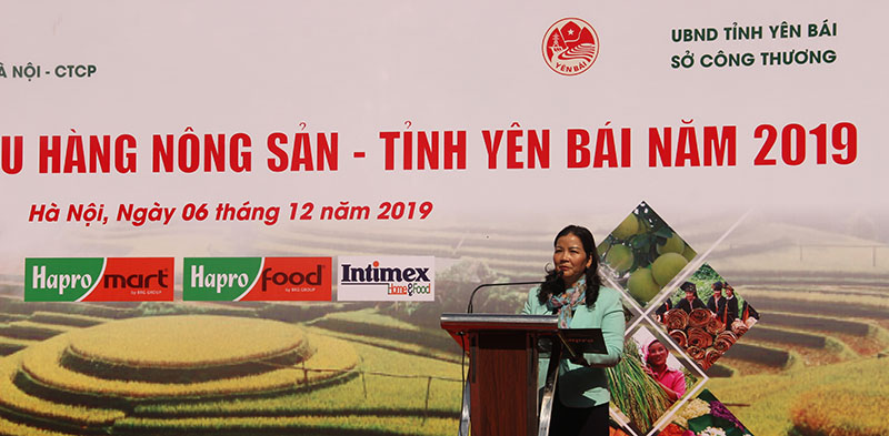 Bà  Trần Thị Phương Lan, Phó Giám đốc Sở Công thương Hà Nội biểu dương Tập đoàn BRG và Hapro đã tích cực đồng hành liên kết thương mại với các tỉnh, thành trong cả nước thời gian qua