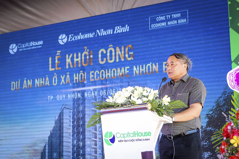 Ông Phan Cao Thắng, Phó Chủ tịch Thường trực UBND tỉnh Bình Định phát biểu tại Lễ khởi công Dự án EcoHome Nhơn Bình