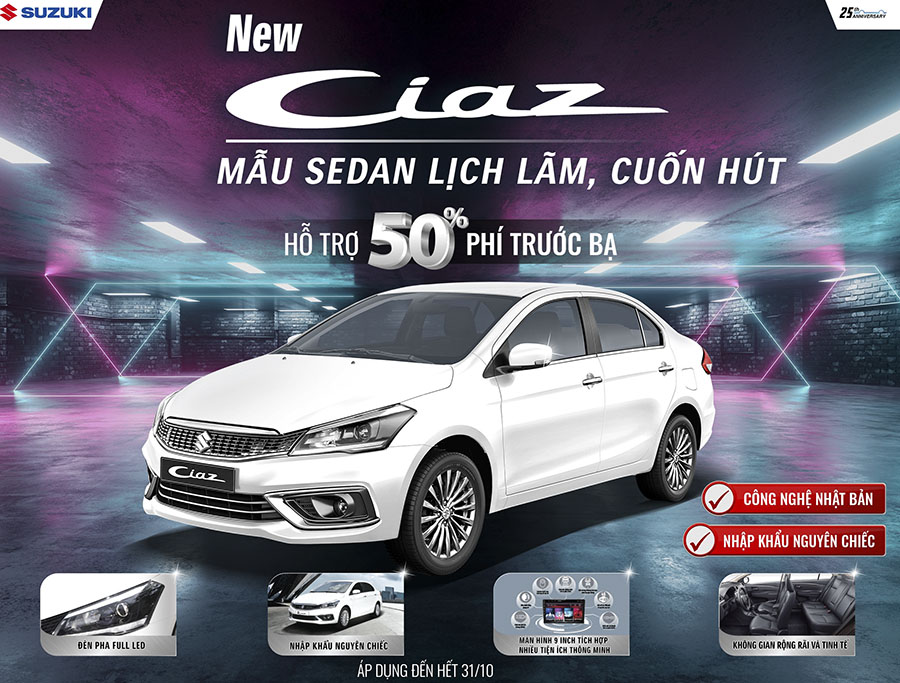 Ciaz mới - mẫu sedan hạng B lịch lãm, cuốn hút vừa ra mắt thị trường Việt Nam vào cuối tháng 9/2020