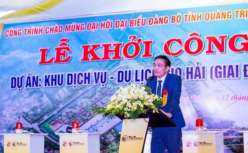 Ông Hoàng Ngọc Tú, Phó Tổng giám đốc DELTA Group phát biểu tại Lễ khởi công