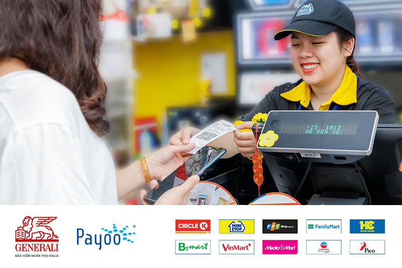 Khách hàng của Generali có thể thanh toán phí bảo hiểm ngay tại cửa hàng tiện lợi thuộc hệ thống Payoo và nhận ngay tin nhắn SMS xác nhận.