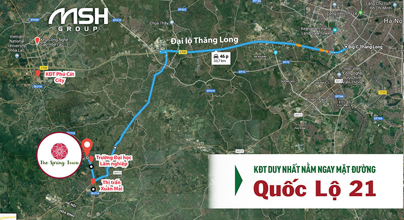 Khu đô thị duy nhất nằm ngay trên mặt đường quốc lộ 21A, sát đường 6, cách Hà Nội 30’ di chuyển