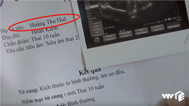 Hình ảnh phim siêu âm thai kỳ của Huệ ở những tập đầu thì cô mang họ Hoàng.