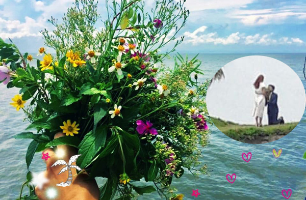 Hình ảnh Vũ cầu hôn Thư bằng bó hoa dại được fan lan truyền những ngày qua.