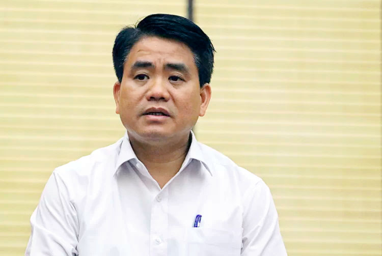 Chủ tịch UBND TP Hà Nội Nguyễn Đức Chung tại buổi thông tin chiều 27/8. Ảnh: Võ Hải.