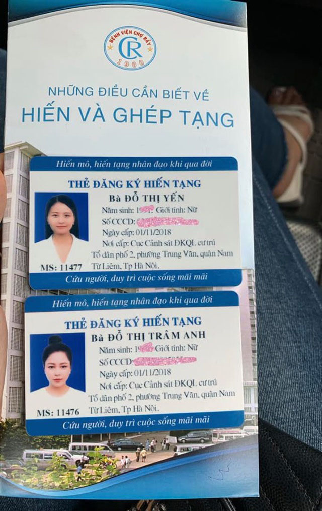 Hình ảnh hai chị em Trâm Anh đăng ký hiến tạng